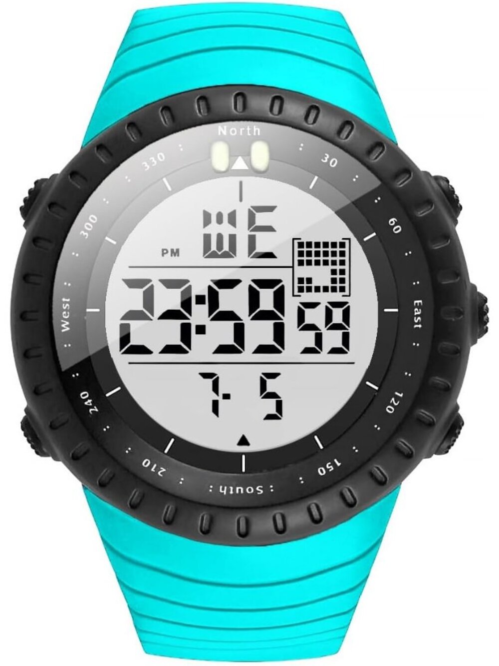 Men's Turquoise Analog Quartz Sports Outdoor Waterproof Military Digital Watch